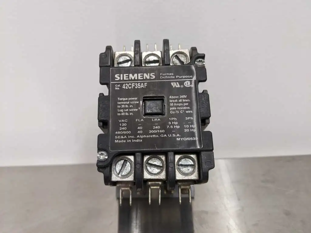 Siemens 42CF35AF Definite Purpose Contactor 3, 7.5, 10, 20HP 3 Pole, 40A, Furnas