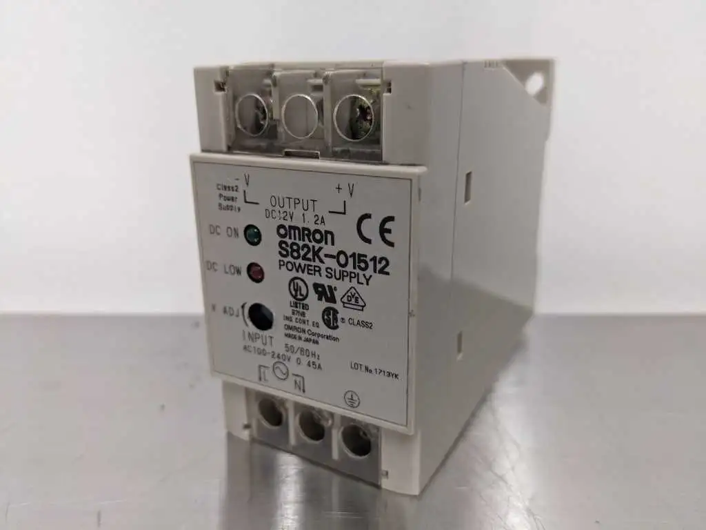 Omron S82K-01512 Power Supply 100-240VAC 0.45A to 12VDC 1.2A Class 2