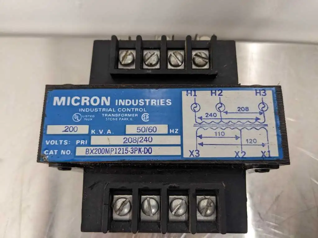 Micron BX200MP1215-3PK-D0 Transformer .200 KVA PRI 208/240 to SEC 110/120