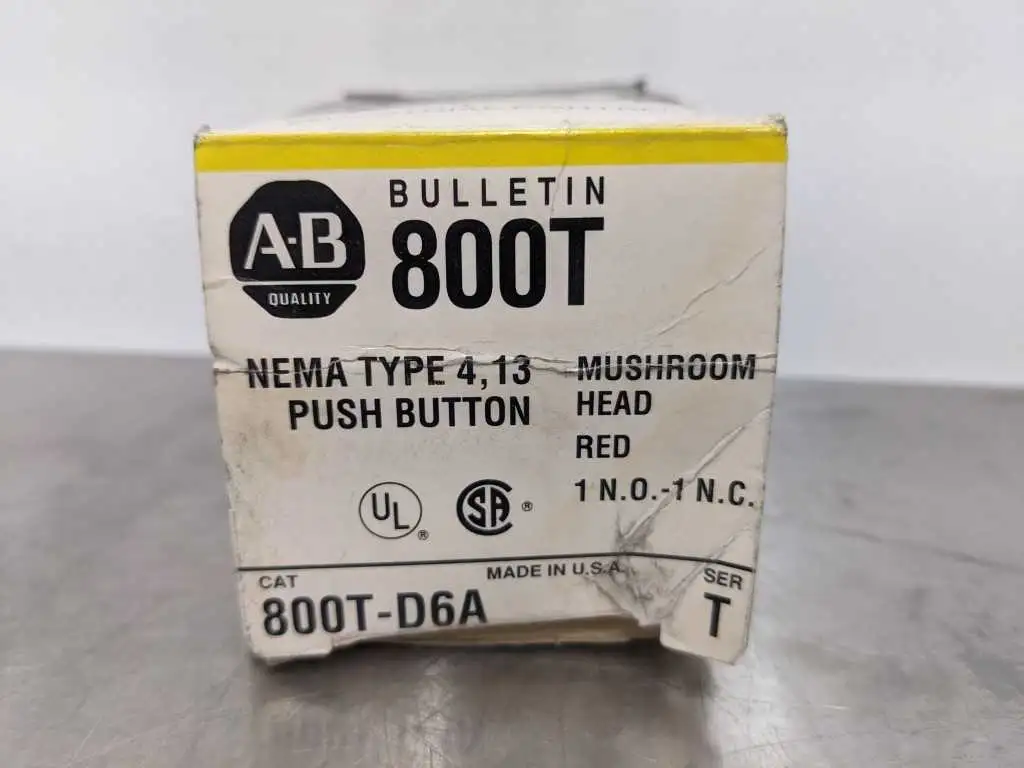 Allen-Bradley 800T-D6A Mushroom Head Red Pushbutton NEMA Type 4, 13