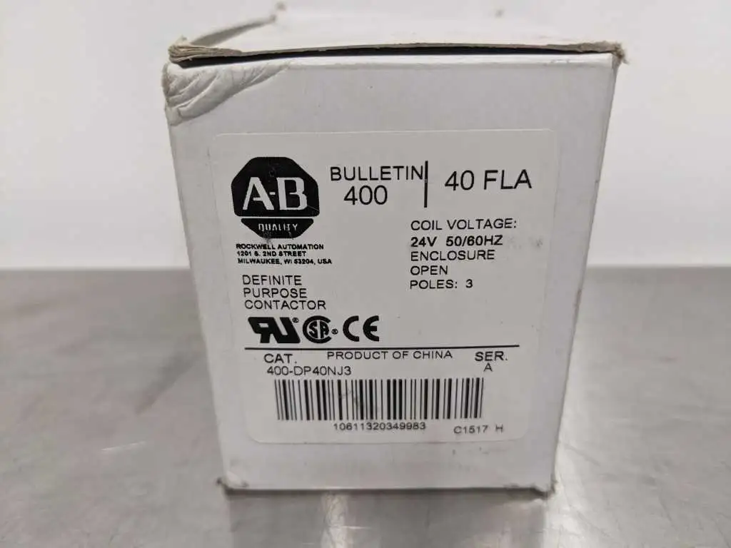 Allen-Bradley 400-DP40NJ3 Definite Purpose Contactor Ser A 24V, 50/60Hz 3 Pole