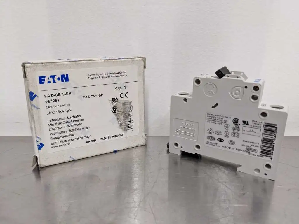 Eaton FAZ-C5/1-SP Miniature Circuit Breaker Moeller 167257 5A C 15kA 1 Pole