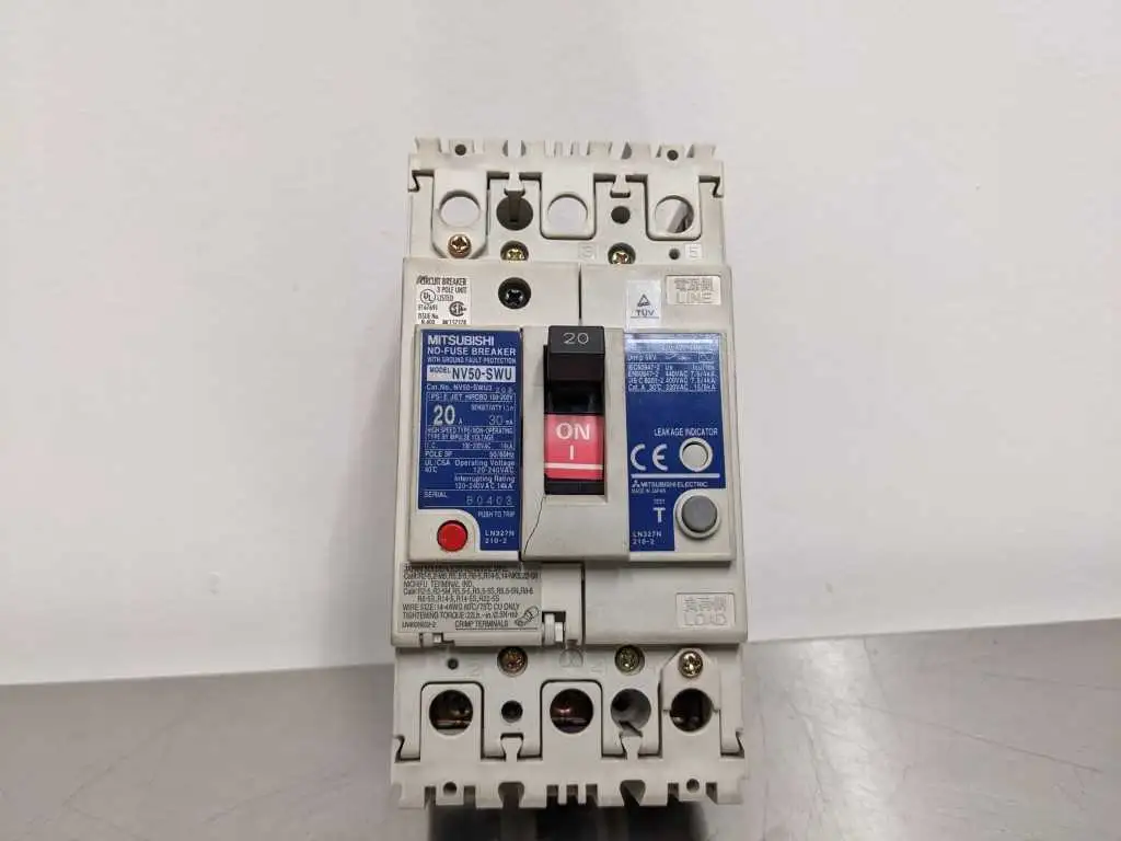 Mitsubishi NV50-SWU Circuit Breaker 20A No-Fuse with Ground Fault Protection