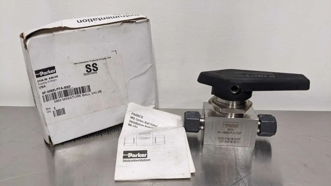 Parker 8F-MB8LPFA-SSP Stainless Steel MB8 Miniature Ball Valve New in Box S/S