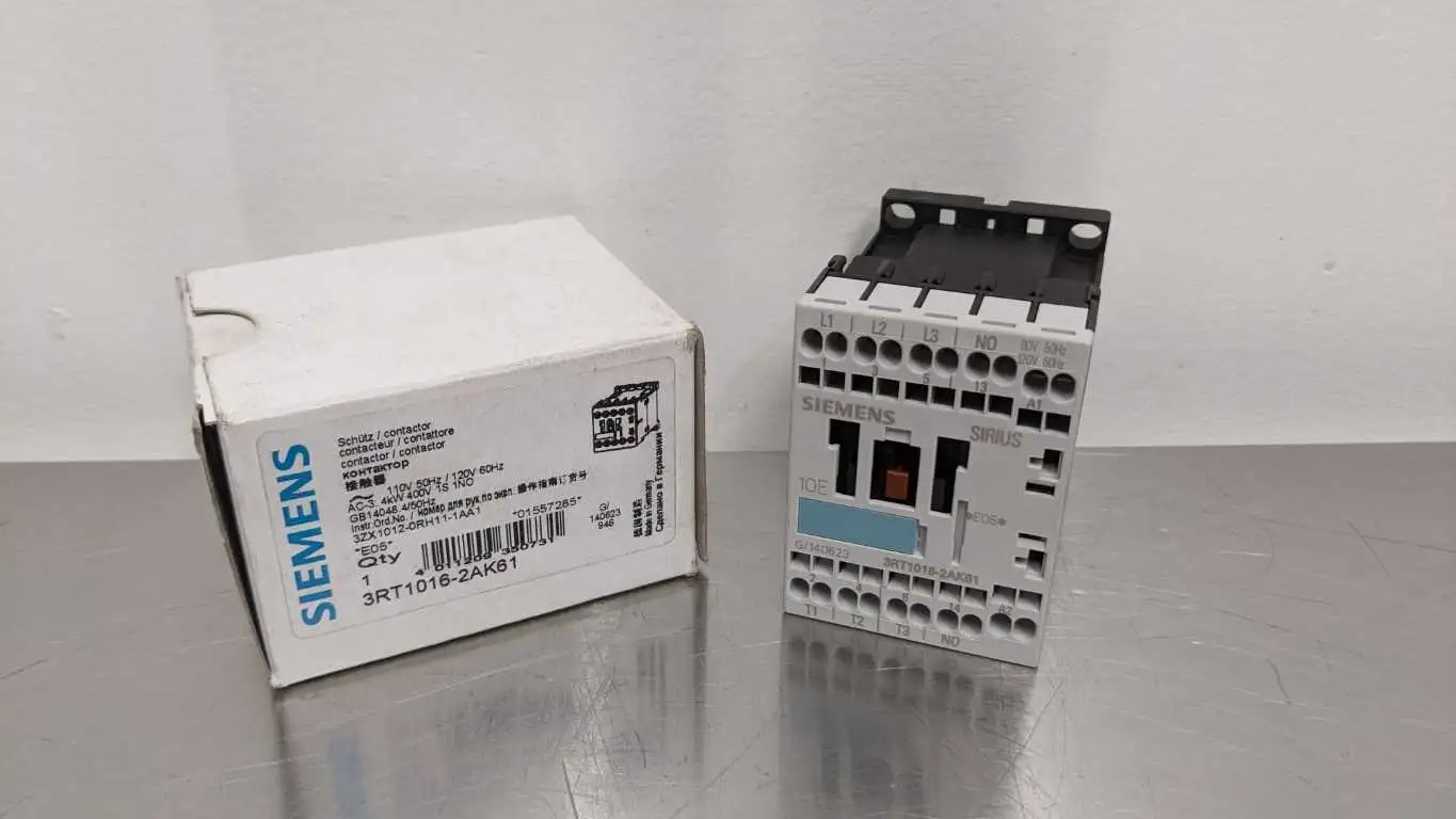 Siemens 3RT1016-2AK61 Contactor 1NO 3 Pole 110, 120, VAC 4kW 400V