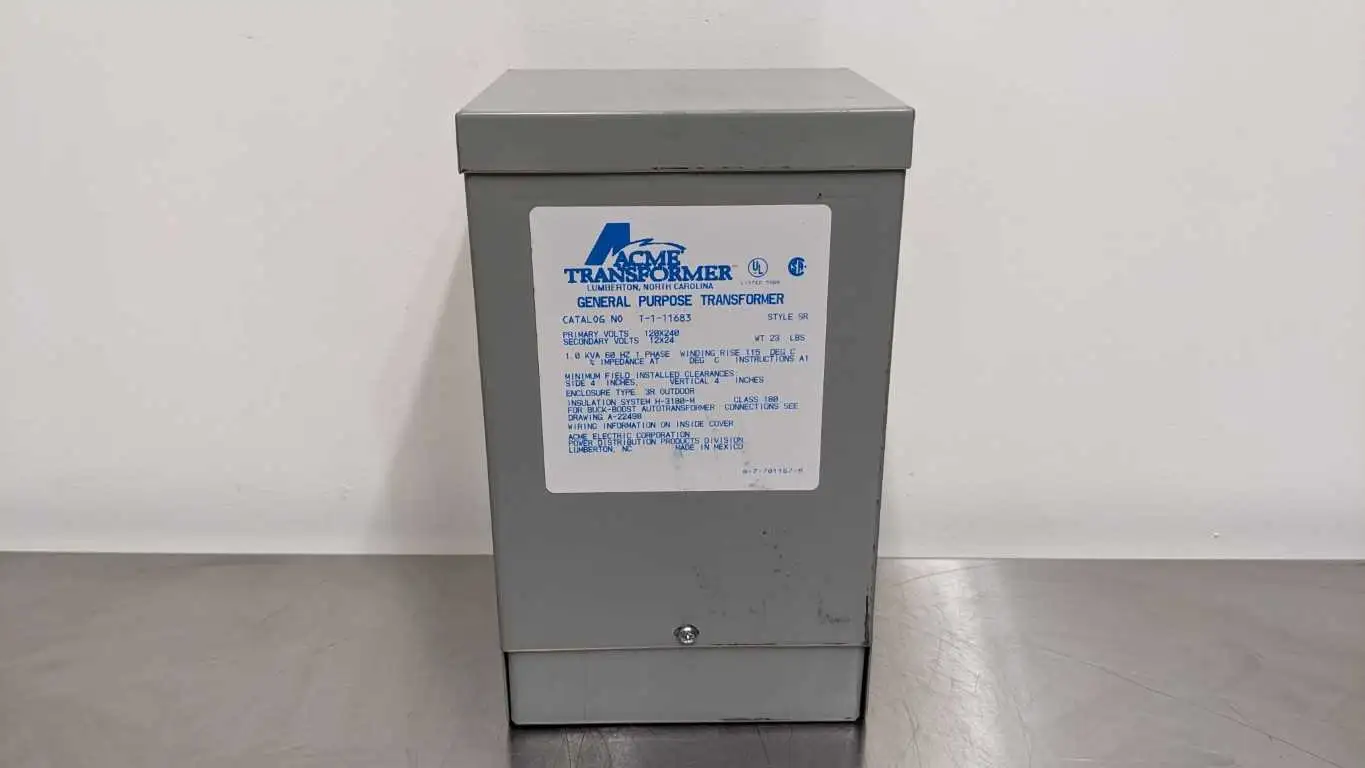 Acme T-1-11683 General Purpose Transformer 1.0 KVA Pri 240/120 Sec 24/12 New