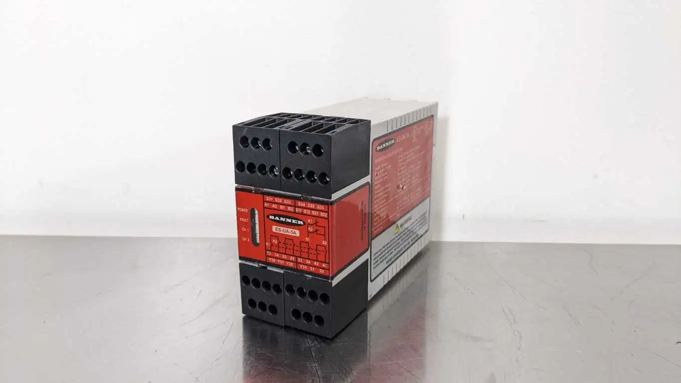 Banner ES-UA-5A Emergency Stop Relay 33ms max 12-24vdc 115vac