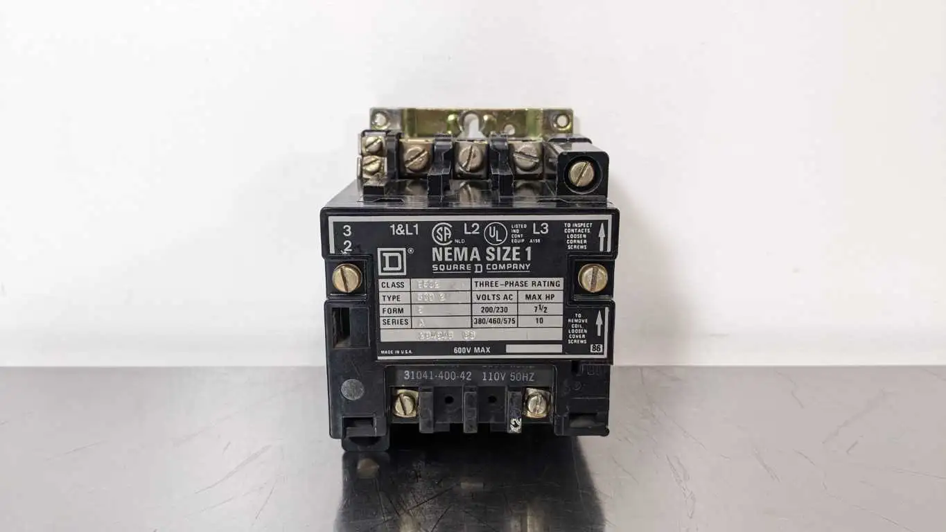 Square D 8502 SCO 2 Nema Size 1 Starter 110/120VAC Coil 3 Phase 10HP Max