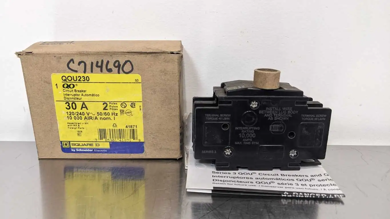 Square D QOU230 Circuit Breaker 30A 120/240VAC 30A 2 Poles 120/240VAC