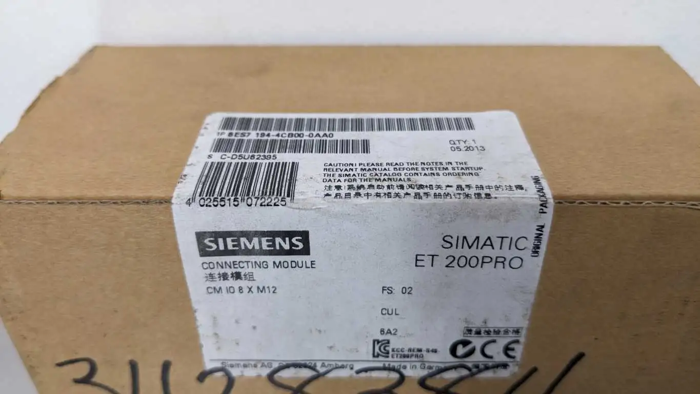 Siemens 6ES7 194-4CB00-0AA0 Connecting Module CM IO 8 X M12 SIMATIC ET 200PRO