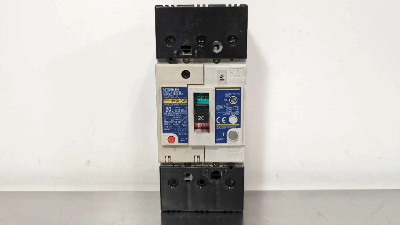 Mitsubishi NV50-SW Circuit Breaker 20A Earth-Leakage 3 Pole 230/400/440VAC