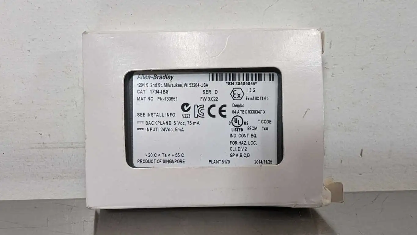 Allen-Bradley 1734-IB8 Digital Input Module PN-130651 Ser D FRM 3.022 8 Point