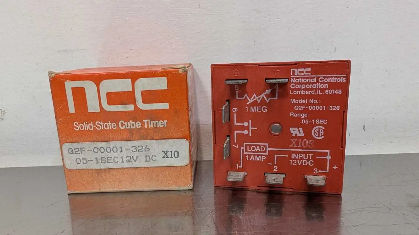 National Controls Corp NCC Q2F-00001-326 Solid State Cube Timer 0.05-1 Sec