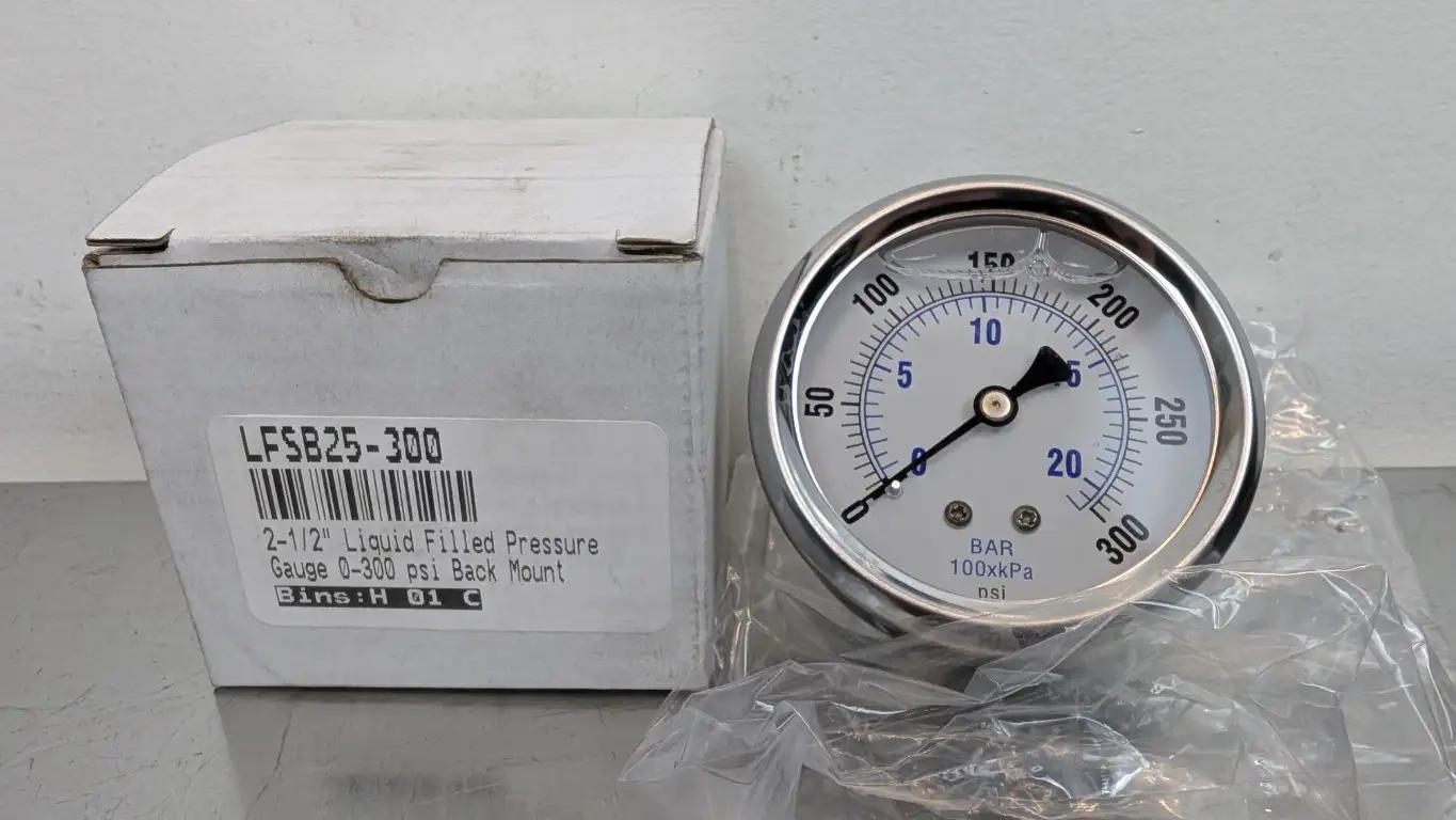LFSB25-300 Liquid Filled Pressure Gauge HT-E21 2-1/2″ 0-300 PSI Back Mount