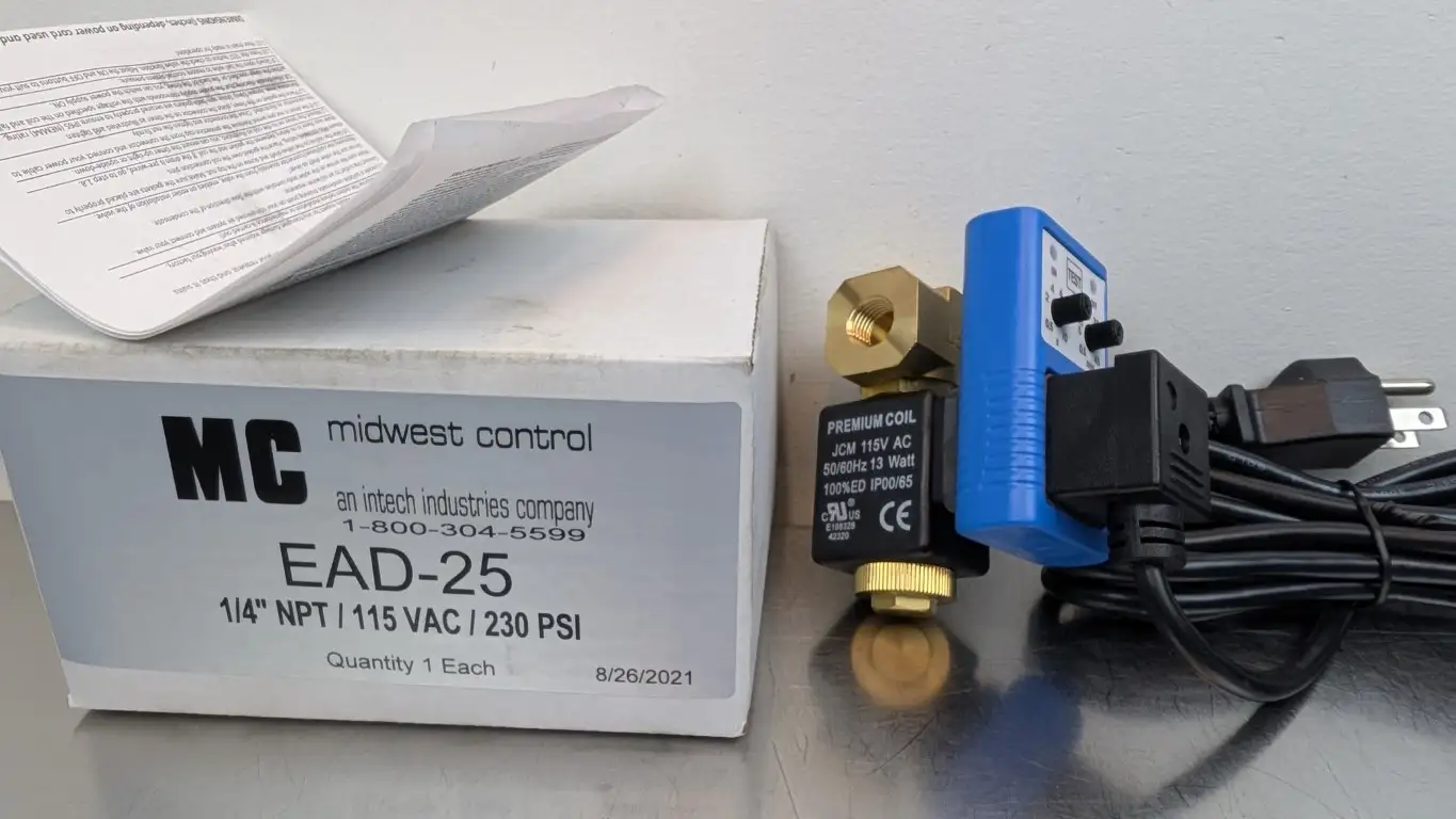Midwest Control EAD-25 Solenoid Valve 115VAC Coil 1/4″ NPT 230 PSI 115VAC 13W