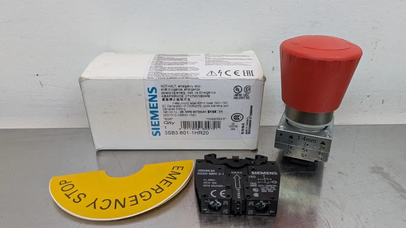Siemens 3SB3 601-1HR20 Emergency Stop Button 40mm Metal Round