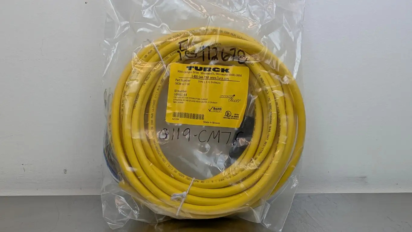 Turck CKCM 12-7-10 Cordset U0951-44 Female M23 Single End 7 Wire 10m Yellow