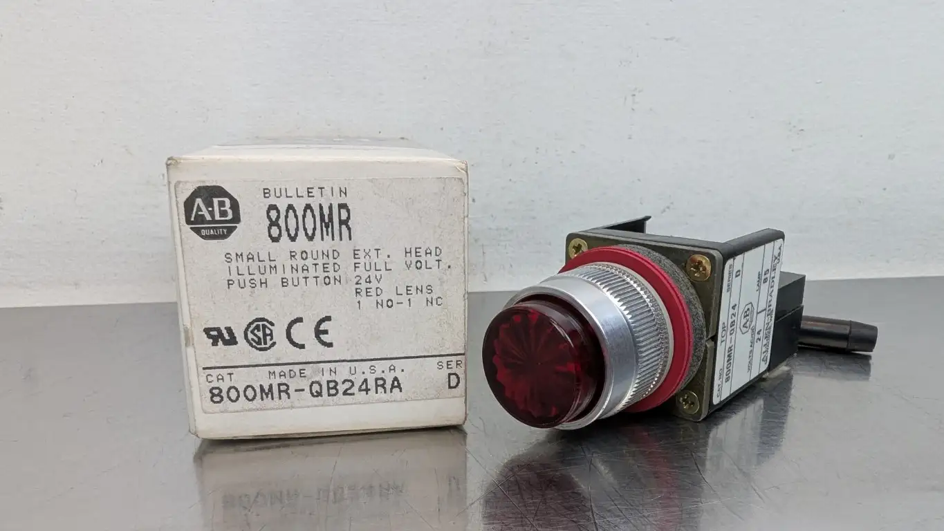 Allen-Bradley 800MR-QB24RA Small Round Illuminated Push Button Ser D 1NO 1NC Red