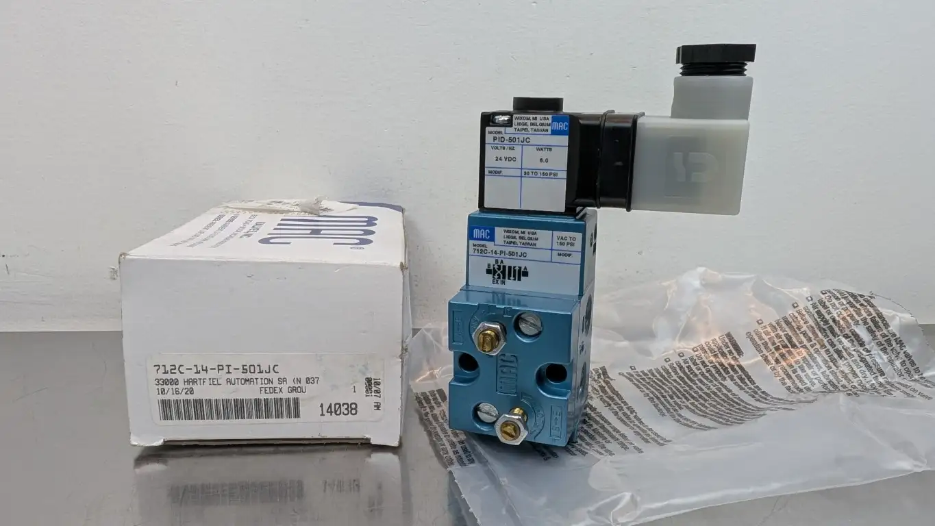 MAC 712C-14-PI-501JC Solenoid Valve PID-501JC 24VDC Coil 150 PSI Max 6W