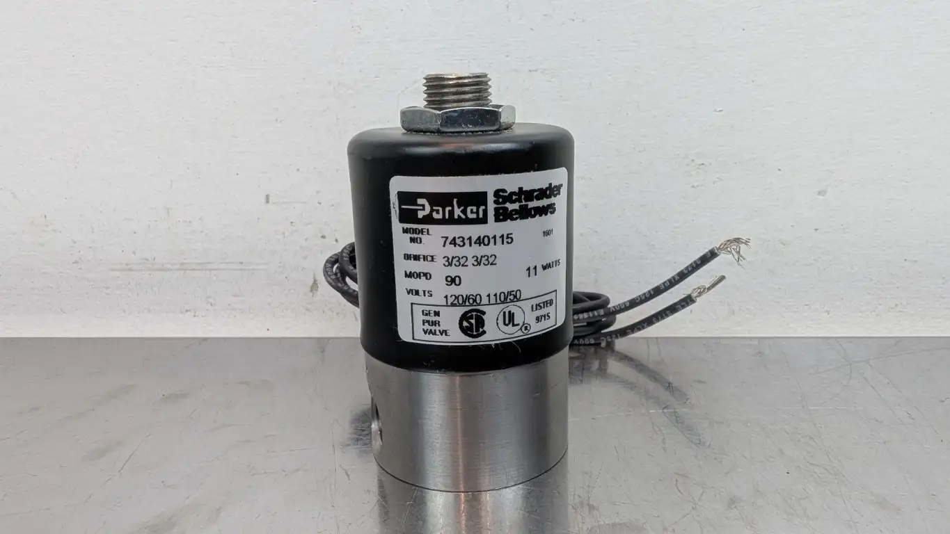 Parker 743140115 Solenoid Valve 74314-0115 1/4″ Schrader Bellows 110/120VAC 11W