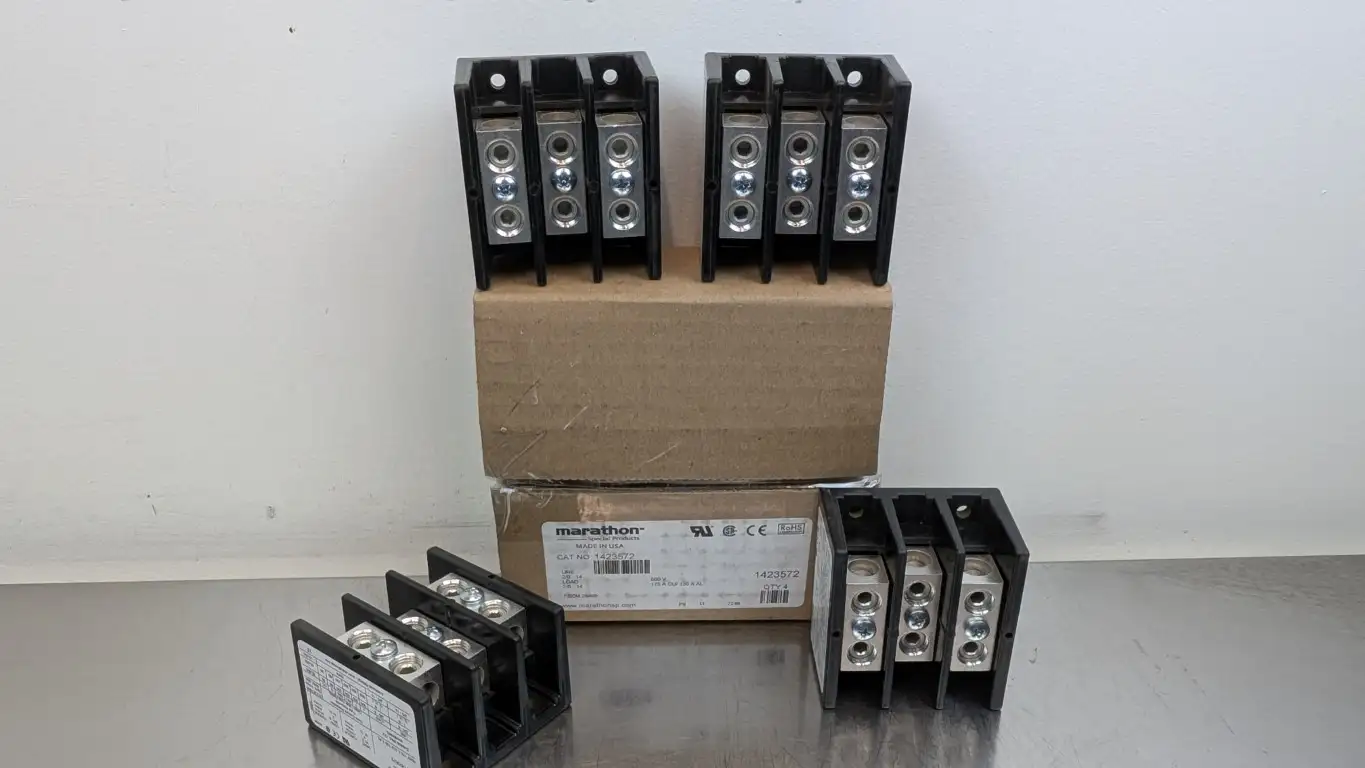 4 Pack Marathon 1423572 Terminal Block 3-POLE 2/0-14 600V 175A CU/135A AL