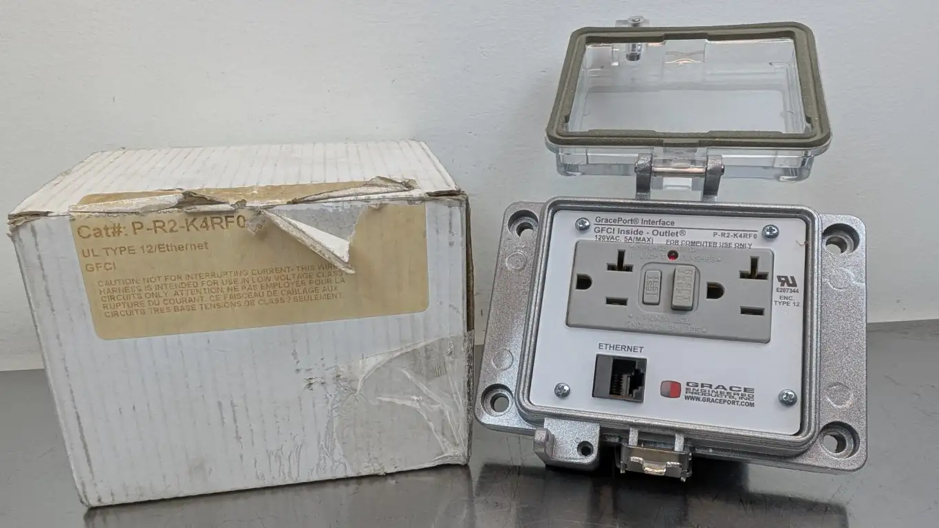 Grace P-R2-K4RF0 Ethernet Panel Interface Connector GFCI Duplex 120VAC 5A