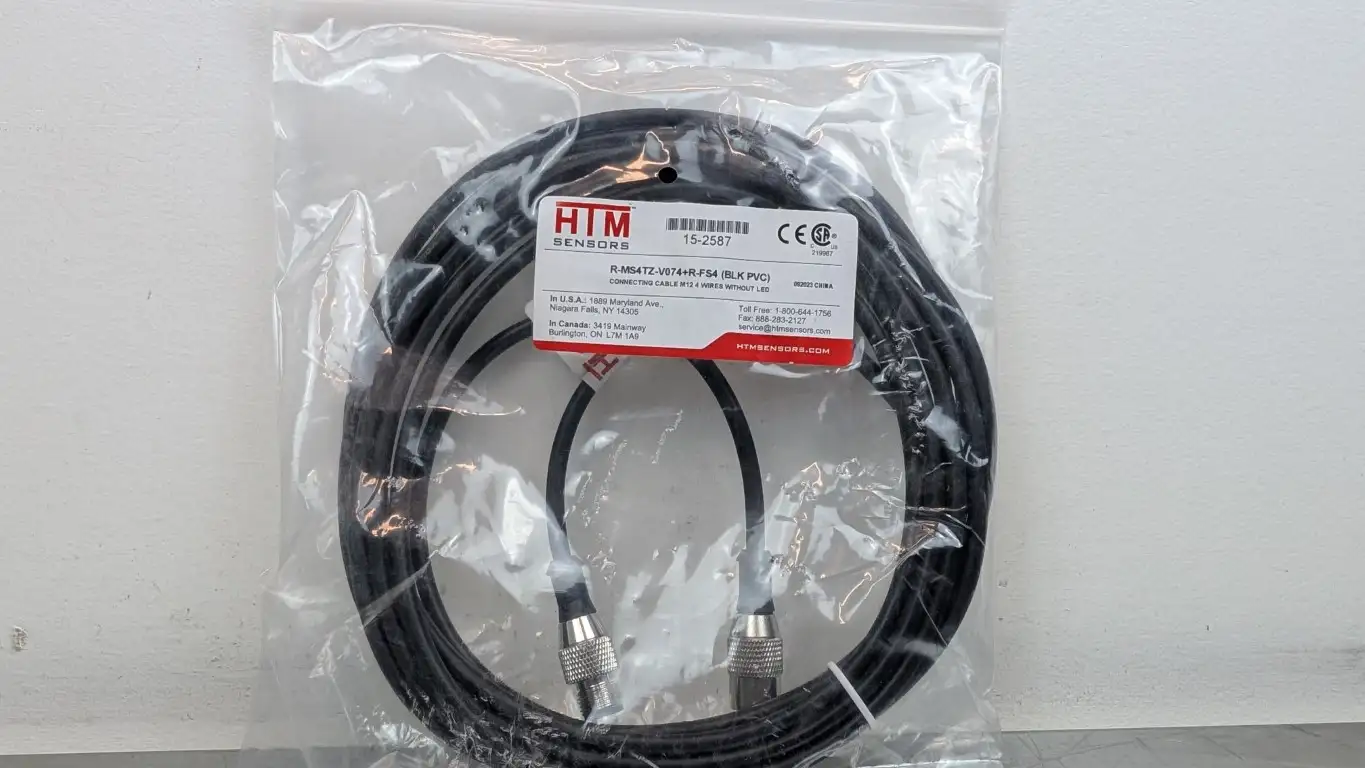 HTM Electronics R-MS4TZ-V074+R-FS4 Connecting Cable 4-Wire M12 Black PVC