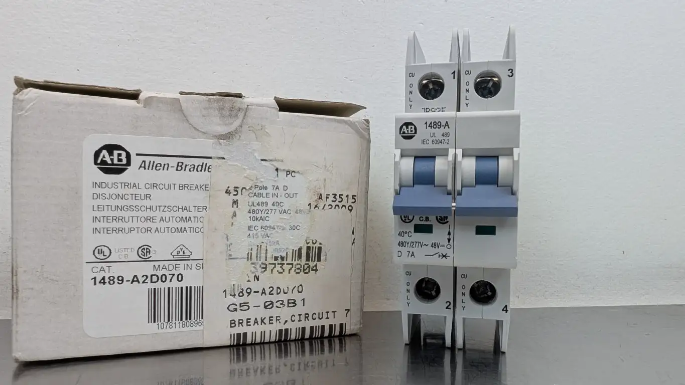 Allen-Bradley 1489-A2D070 Circuit Breaker Ser A 2-Pole 480Y/277VAC/48VDC 7A
