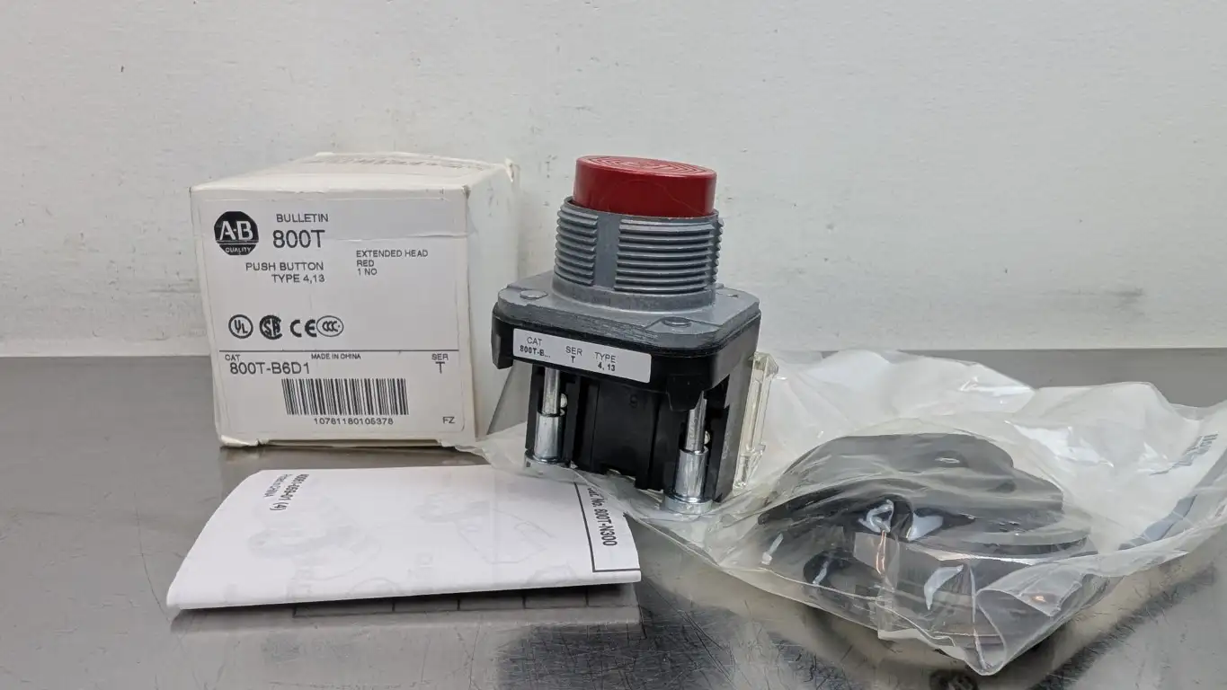 Allen-Bradley 800T-B6D1 Extended Head Push Button Ser T 1NO Red 300VAC